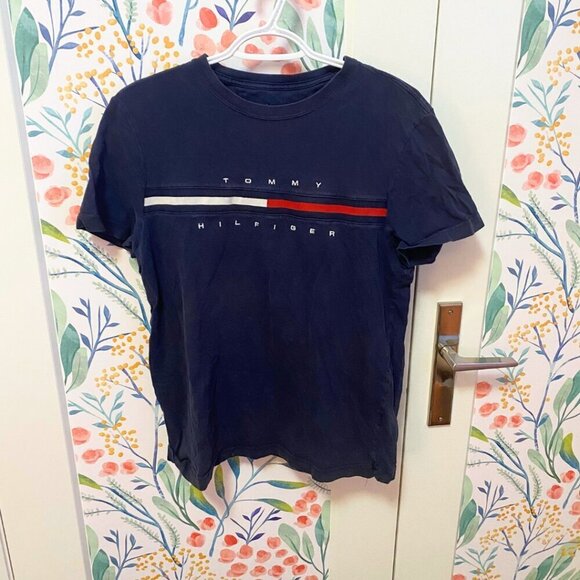 Tommy Hilfiger Navy Logo Graphic Tee | Size Small - Picture 2 of 5